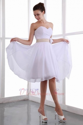 White Chiffon Dress With Belt Sweet 16 Dress Under 100 Dollars