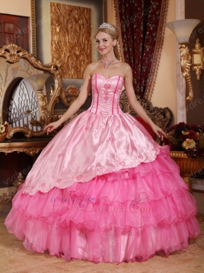 Pink Sweetheart Puffy Cascade Skirt Quinceanera Dress Oregon