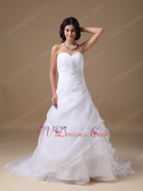 Sweetheart Ruched Sweetheart White Organza Dress For Wedding
