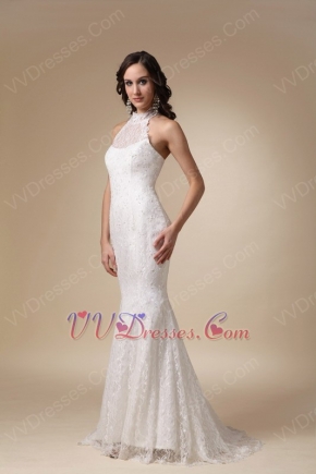 Slime High Neckline Mermaid Woman In Lace Wedding Dress Petite