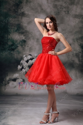Sequin Bodice Sweet 16 Dress With Scarlet Organza Short Skirt