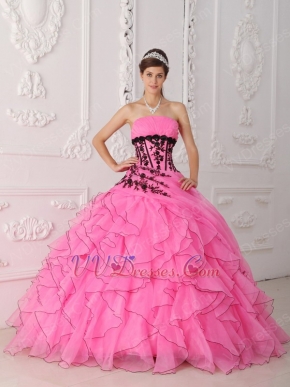 Sweet Strapless Hot Pink Cascade Skirt Best Quinceanera Dress