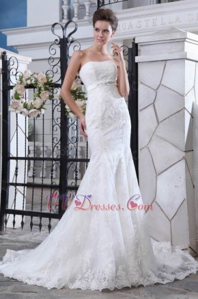 Slender Inexpensive Appliques Mermaid Fishtail Wedding Dress