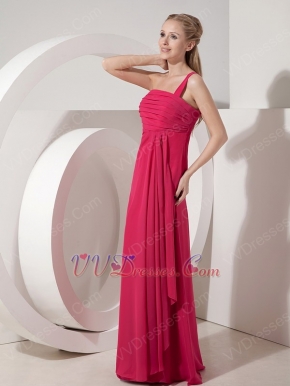 Deep Rose Pink Chiffon One Shoulder Prom Cocktail Dress