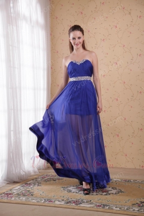 Empire Waist Sweetheart Translucent Royal Blue Prom Dress