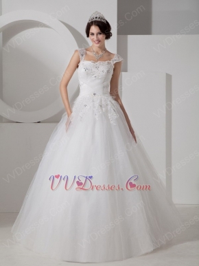 Straps Floor-length Tulle Graden Wedding Ceremony Bridal Dress