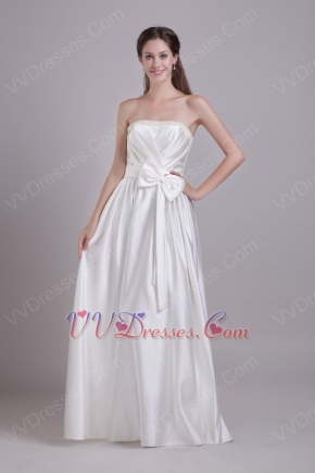 Floor Length White Very Formal Dresses With Bowknot Decorate