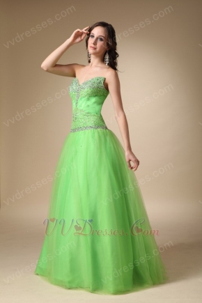 Fresh Spring Green Tulle Evening Dress Discount