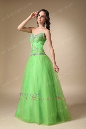 Fresh Spring Green Tulle Evening Dress Discount