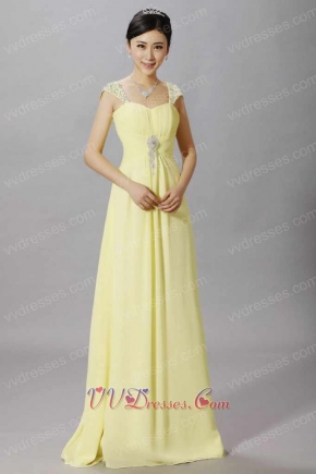 Vivacious Floor Length Daffodil Chiffon Dress For Meeting Wear