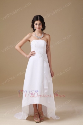 Romantic Strapless High-low Beach Wedding Dress Cheap