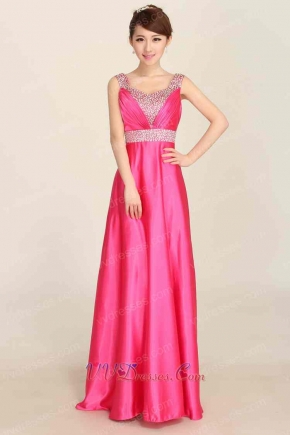 Hot Pink Friends Gathering Decency Prom Party Dress Beaded