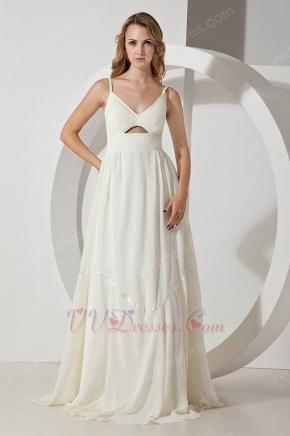 Best Seller Spaghetti Staps Ivory Chiffon Prom Dress For Women