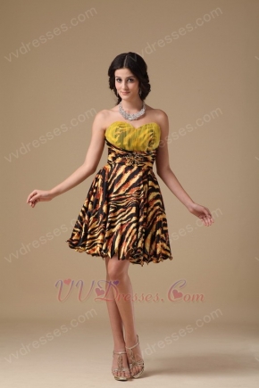 Tiger Printed Nature Design Knee Length Cocktail Dress