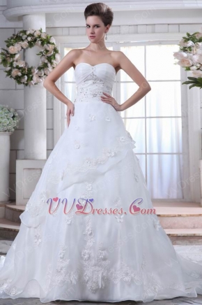 Sweetheart Crystals Appliqued Bottom White Wedding Dress Online