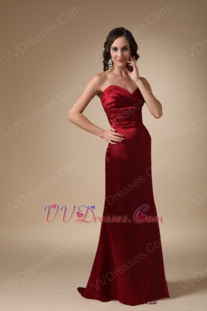 Sweetheart Column Wine Red Long Prom Dress Petite