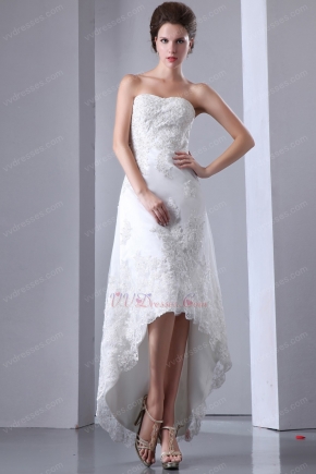 Custom Made Sweetheart High Low Asymmetrical Beach Bridal Dress