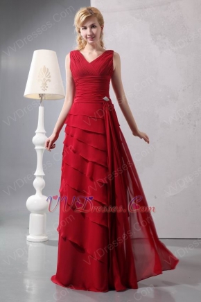 Decent Layers Cascade Skirt Side Draped Wine Red Sale Prom Dress