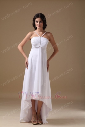 Sexy Halter High-low White Chiffon Skirt 2014 Prom Bridal Party Dress