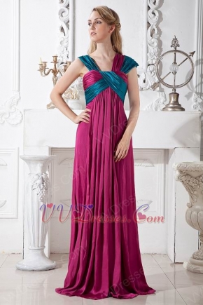 Straps Square Plum Chiffon Floor Length Evening Dress