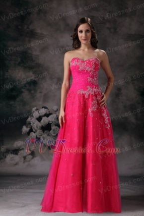 Sweetheart Fuchsia Organza Pageant Prom Dress With Beading Inexpensive