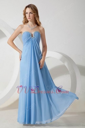 Floor Length Baby Blue Chiffon Dress For Bridesmaid