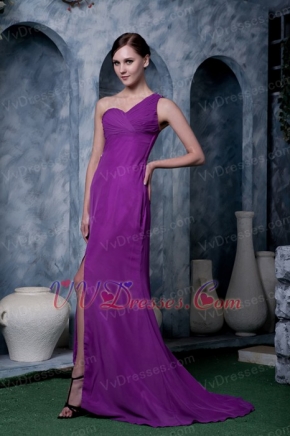 Texas Eggplant Purple Prom Dress With One Shoulder Skirt Inexpensive