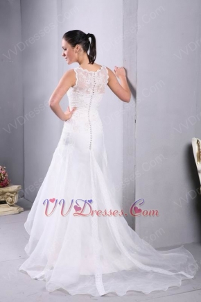 Destination Scoop Neck Trumpet White Fishtail Wedding Dress