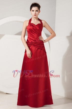 Red Special Party Dress With Halter Floor Length Skirt Inexpensive