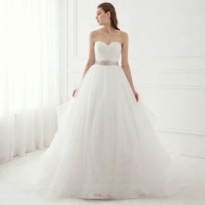 Contracted Style Sweetheart Puffy Cheap Wedding Bride Dress With Crystals
