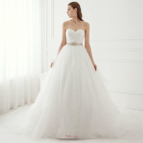 Contracted Style Sweetheart Puffy Cheap Wedding Bride Dress With Crystals
