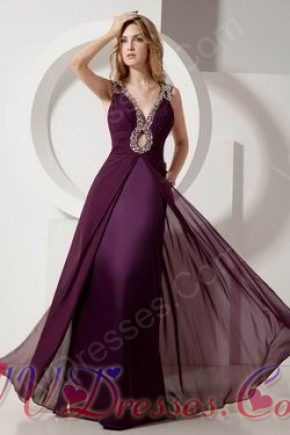 V Neck Purple Evening Party Dress For Cheap Price