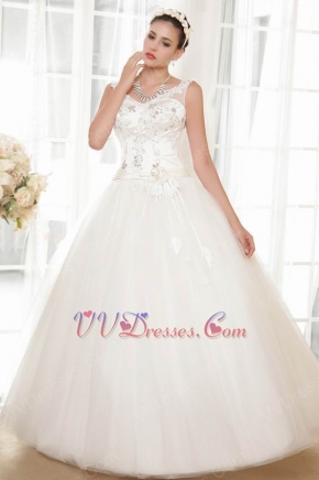 Super Hot V-Neck Ivory Wedding Dress With Floor Length Skirt