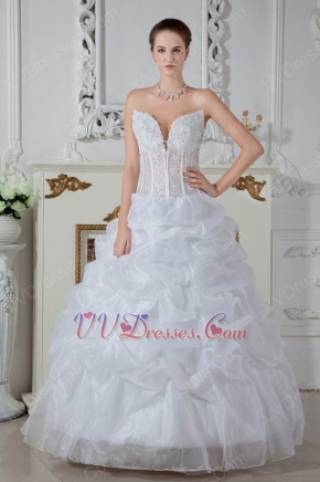 Destination Transparent Bodice Ball Gown Bubble Wedding Dress