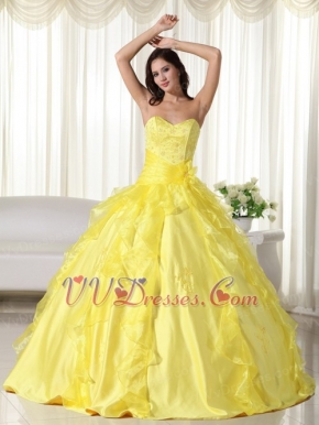 Bright Yellow Sweetheart Big Skirt Quinceanera Dress Sale Like Princess