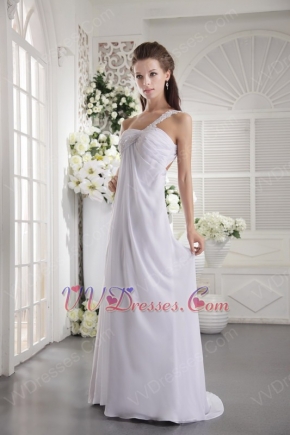 One Shoulder Cross Back White Chiffon Prom Dress Massachusetts