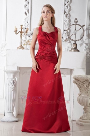 Halter Sweetheart Long Wine Red Stain Celebrity Prom Dresses