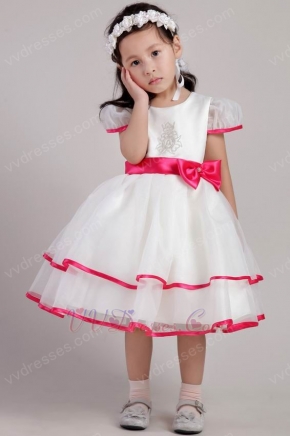 Cute Organza Bowknot Emberllish Little Girl Dress