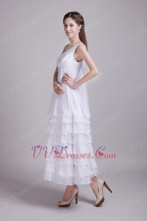 Ankle Length Layers White Plus Size Maternity Prom Dress