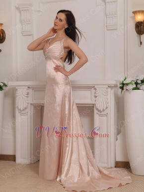 Empire Waist Backless Sexy Pink Celebrity Pageant Dress For Lady