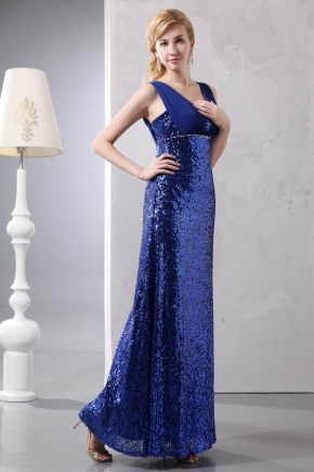 Flashy Sequin Paillette Royal Blue Evening Dress For Sale