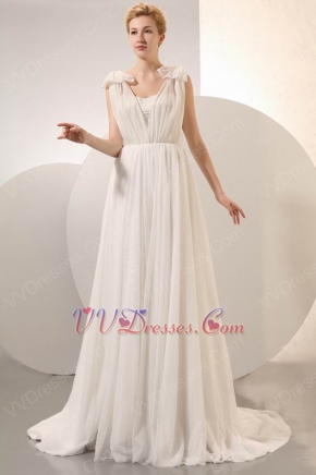 Pretty Cream Chiffon V-Neck Corset Maternity Prom Dress