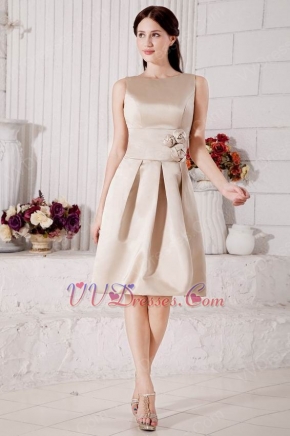 Classic Scoop Neck A-line Knee Length Champagne Stain Prom Dress