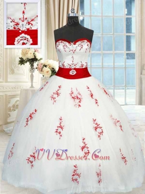 Pure White With Red Appliques Brand New Quinceanera C'est Quoi Spanish