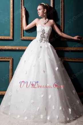 Romantic Crystals Appliques Corset Princess Wedding Dress Cheap