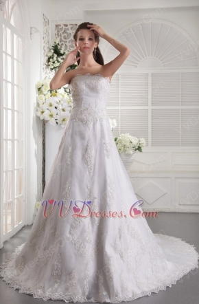 A-line Strapless Ivory Miami Wedding Dress For Bride