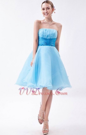 Strapless Light Blue Lovely Girls Choose Graduation Dress