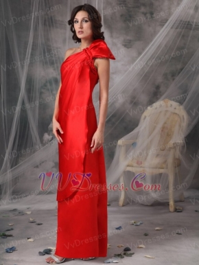 One Shoulder Elastic Woven Satin Long Prom Dress Scarlet Inexpensive