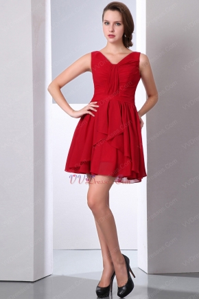 Dark Red V Neckline 2012 Top Short Ceremony Dresses