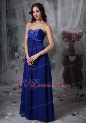 Empire Waist Maternity Prom Dress Royal Blue Chiffon Inexpensive